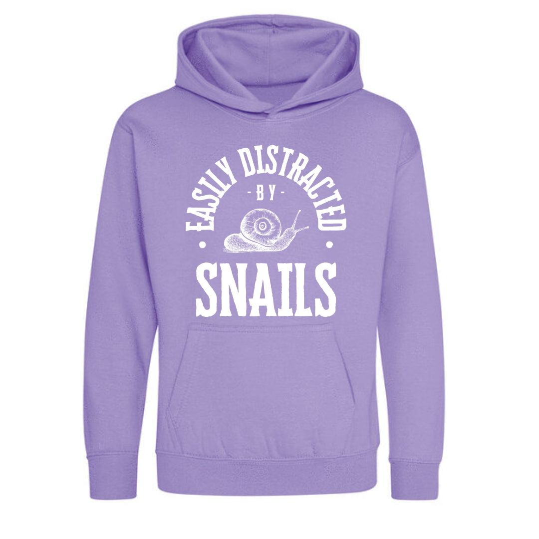 "Easily Distracted By Snails" Kids Hoody Age 1-13 -  Lots of Colours
