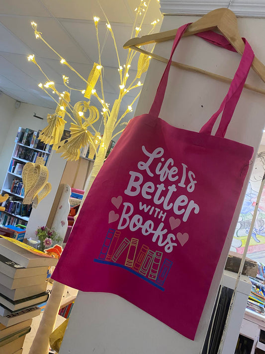 "Life is Better with Books" Cotton Tote Shopper