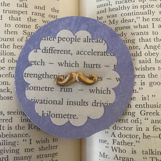 Gold Moustache Pin Badge