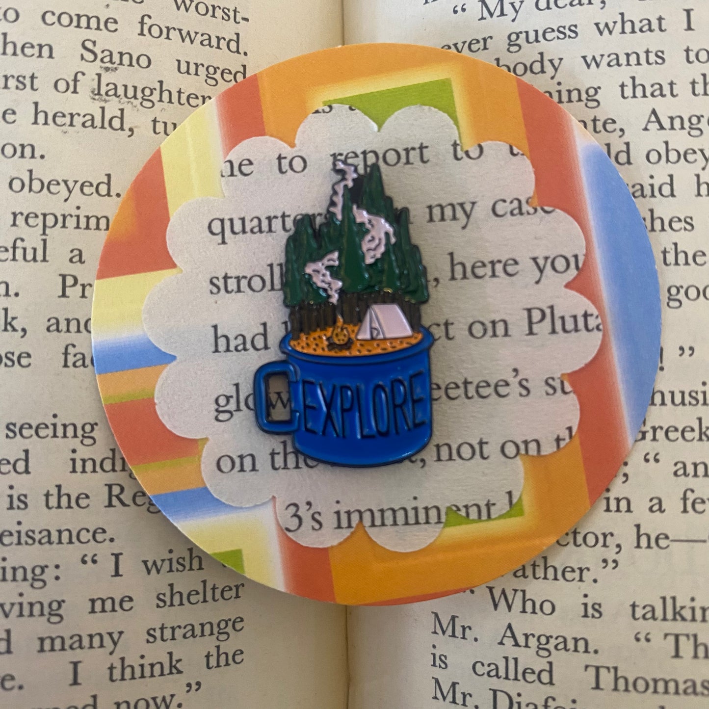 "Explore" Camping Mug Pin Badge