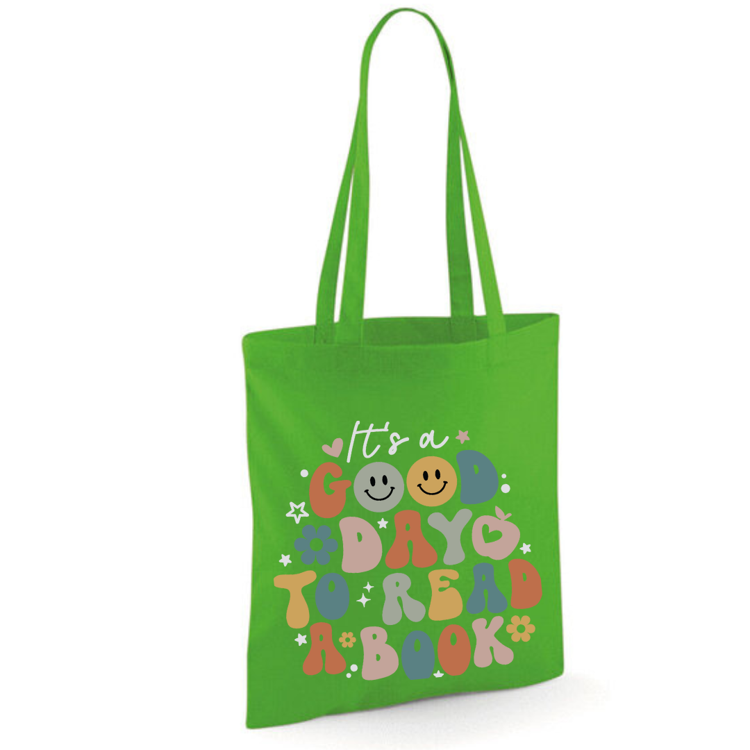 "It's a Good Day to Read a Book" Tote Shopper Bag - lots of colours!