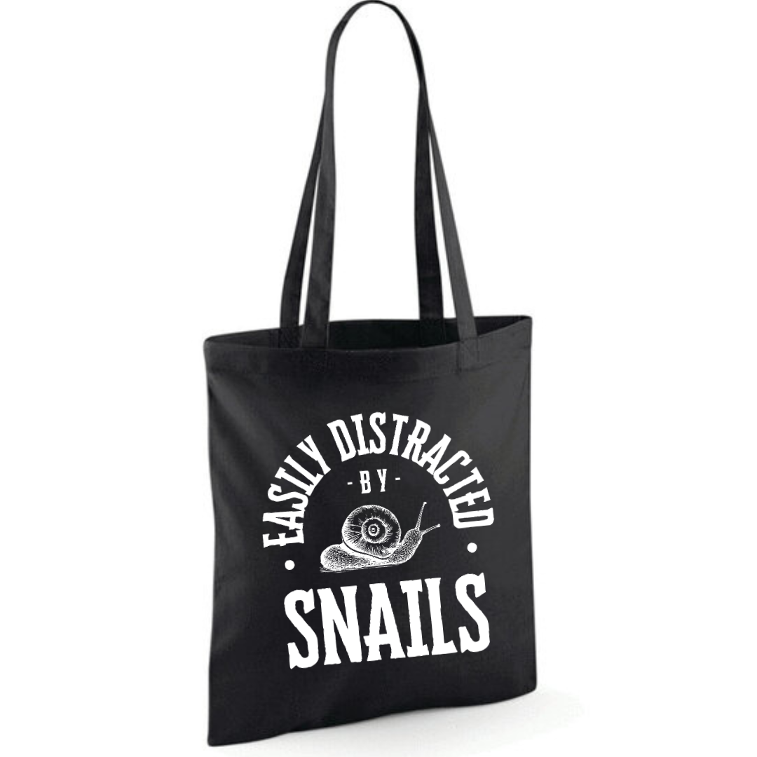 "Easily Distracted By Snails" Cotton Tote Shopper - lots of colours