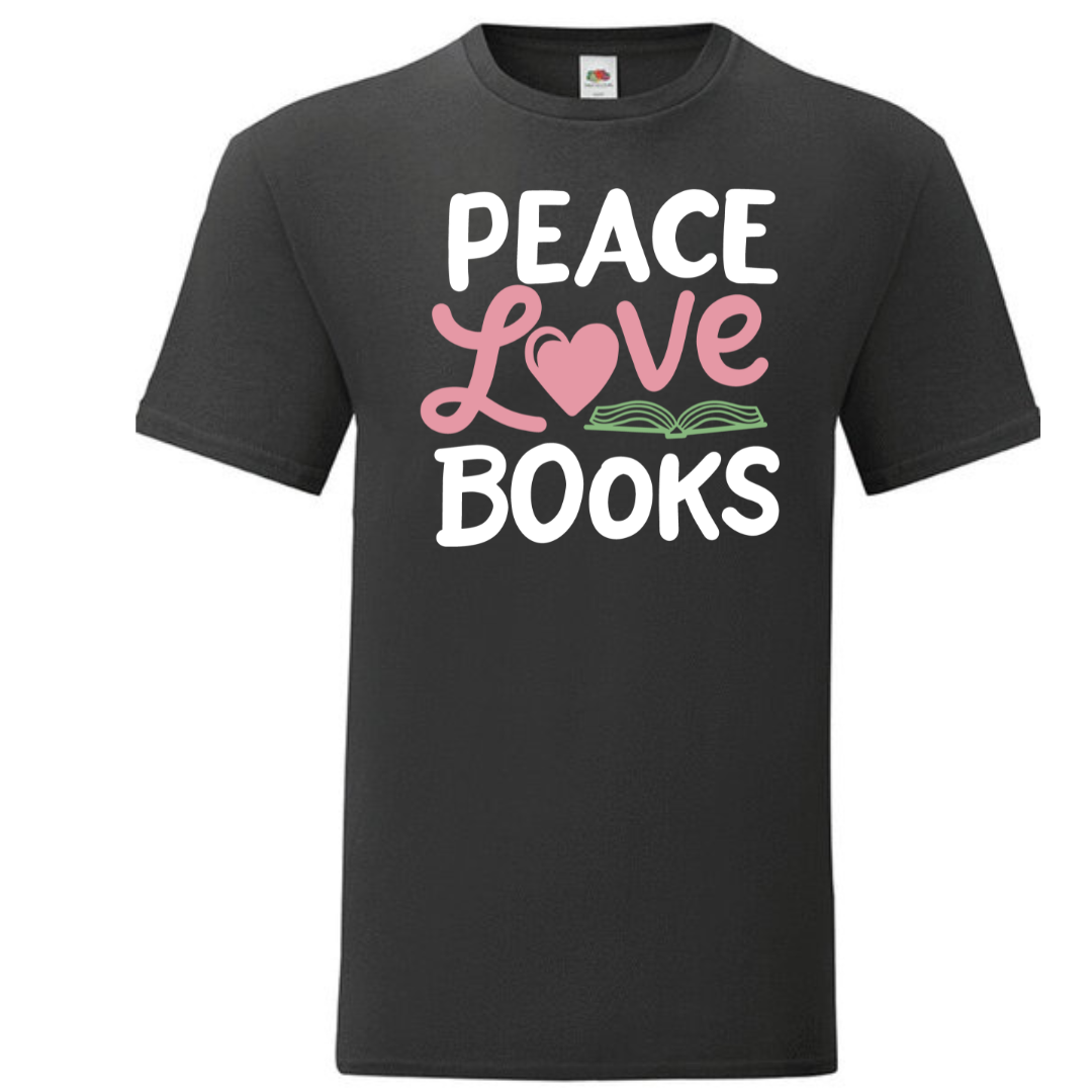 "Peace Love Books" Standard Tee - lots of colours!