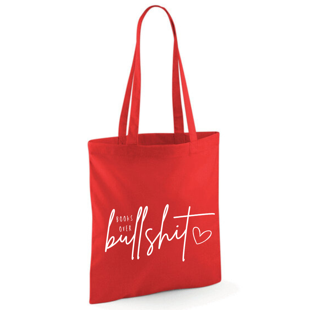 "Books over Bullshit" Handscript Cotton Tote Shopper - lots of colours