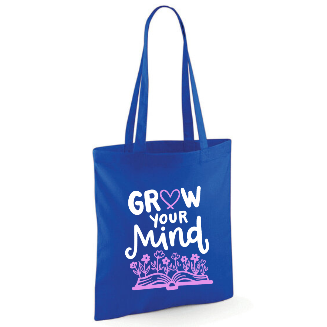 "Grow Your Mind" Cotton Tote Shopper - lots of colours