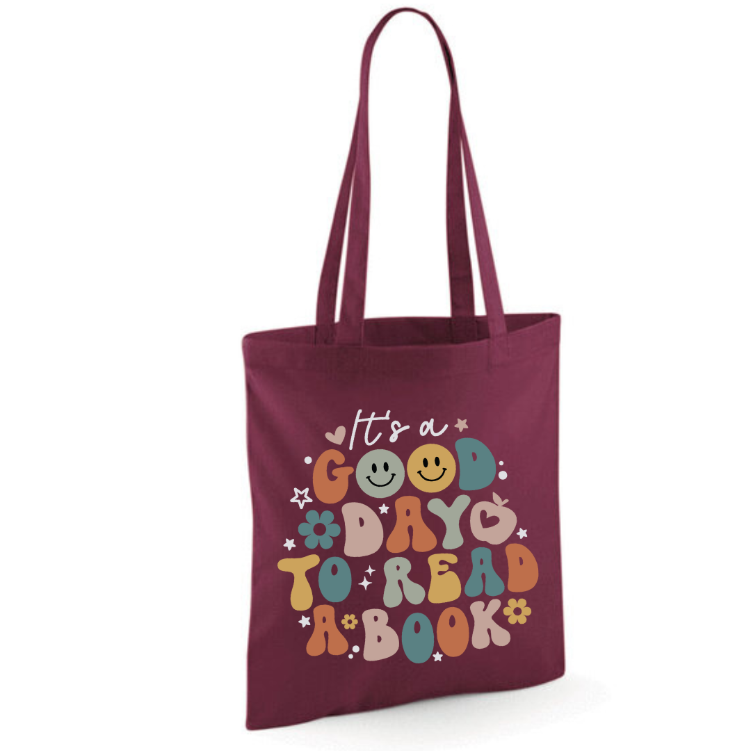 "It's a Good Day to Read a Book" Tote Shopper Bag - lots of colours!