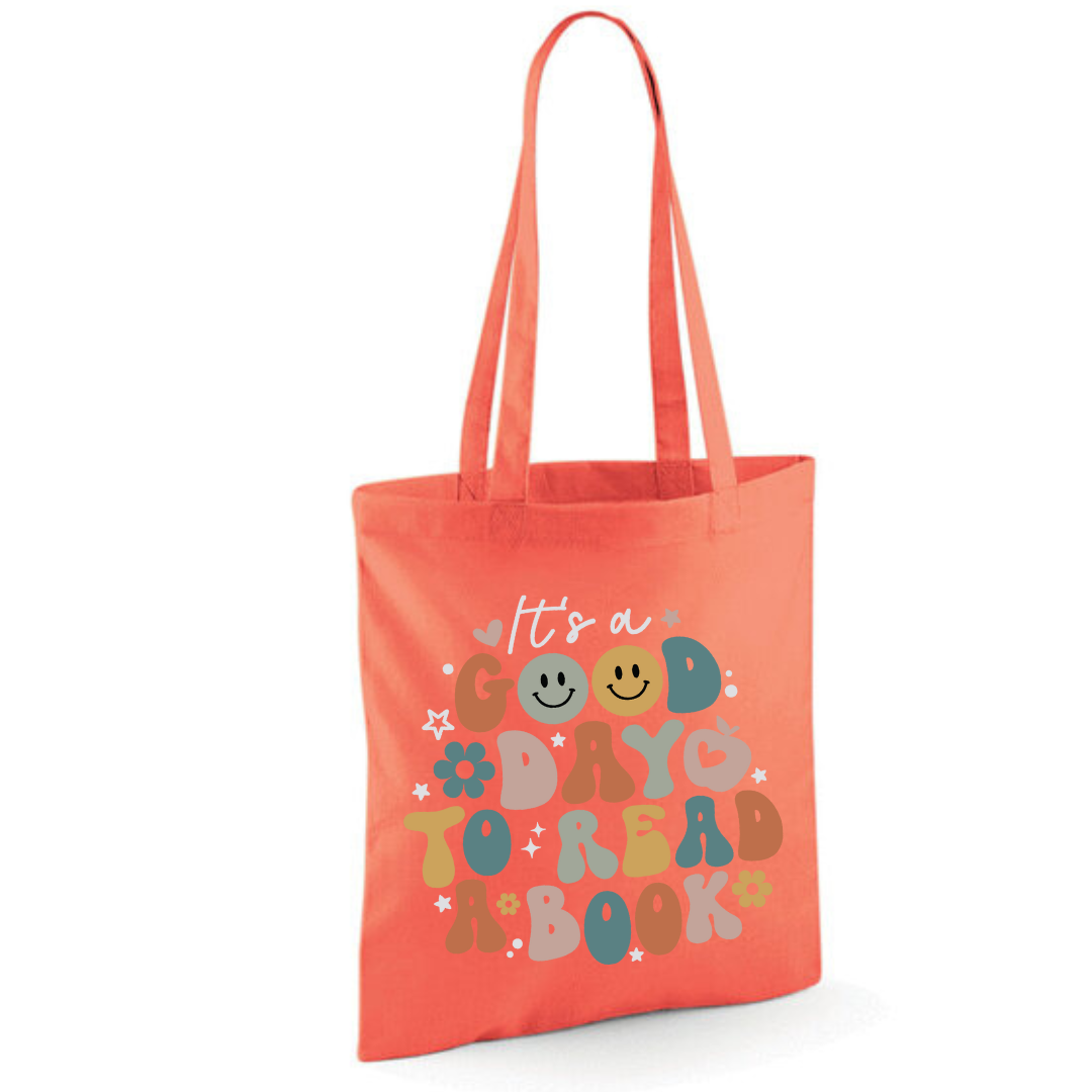 "It's a Good Day to Read a Book" Tote Shopper Bag - lots of colours!
