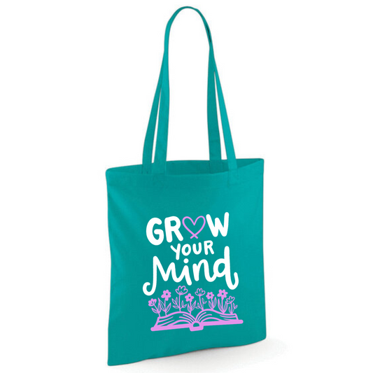 "Grow Your Mind" Cotton Tote Shopper - lots of colours