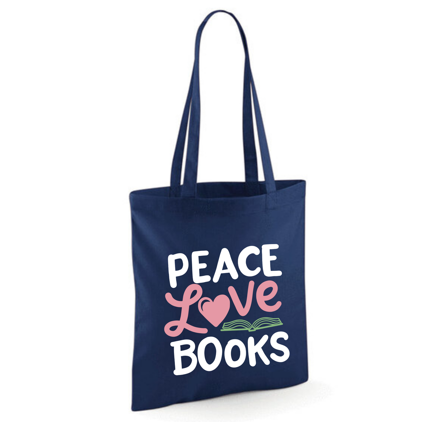 "Peace Love Books" Cotton Tote Shopper (48 colours)