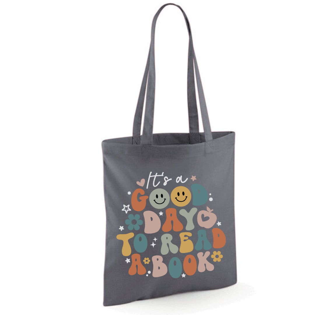 "It's a Good Day to Read a Book" Tote Shopper Bag - lots of colours!