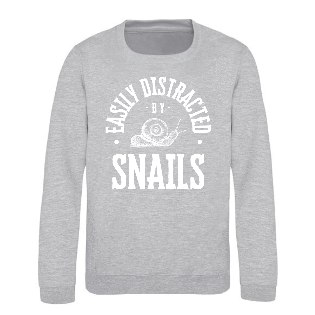"Easily Distracted by Snails" Kids Sweatshirt Age 1-13 - Lots of colours!