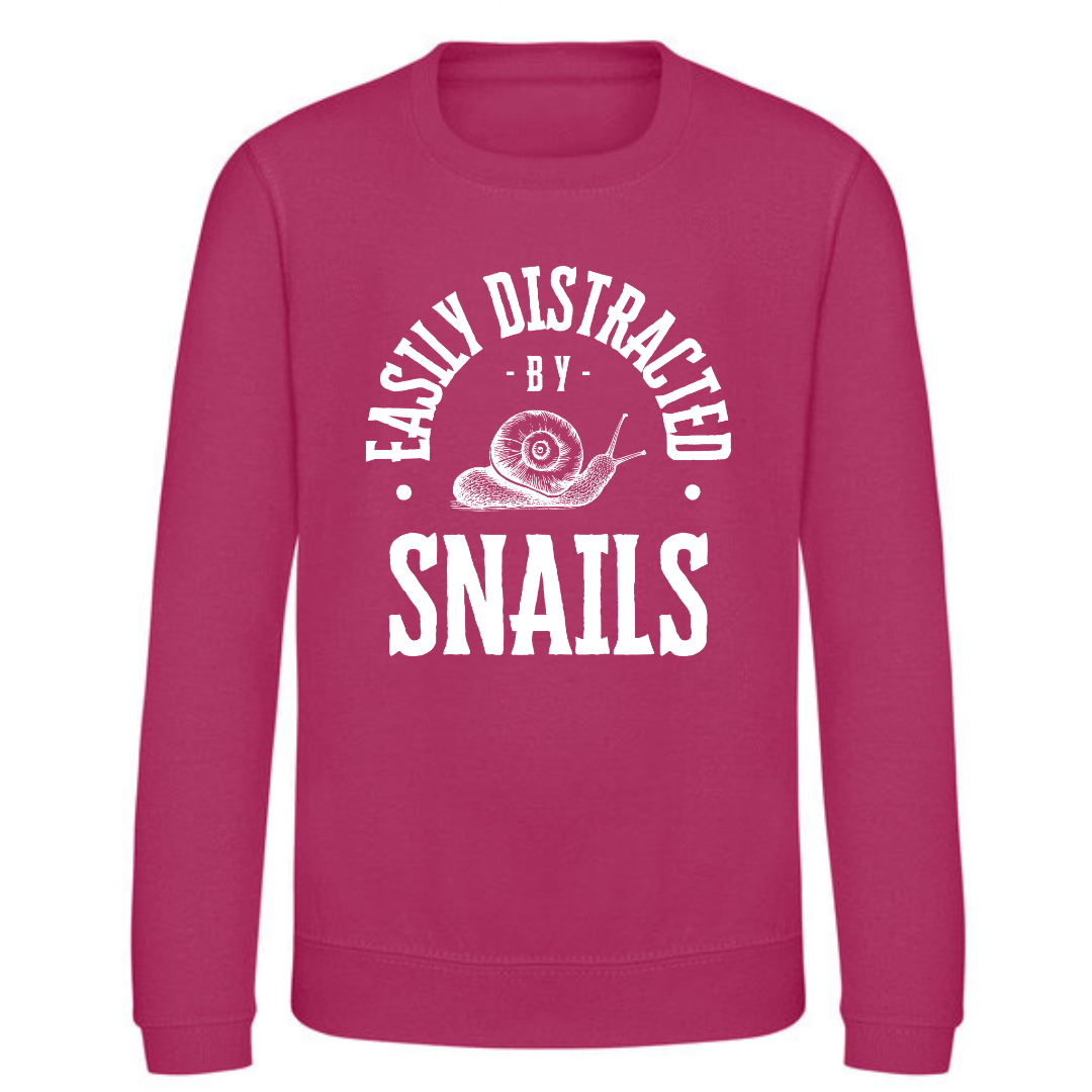 "Easily Distracted by Snails" Kids Sweatshirt Age 1-13 - Lots of colours!