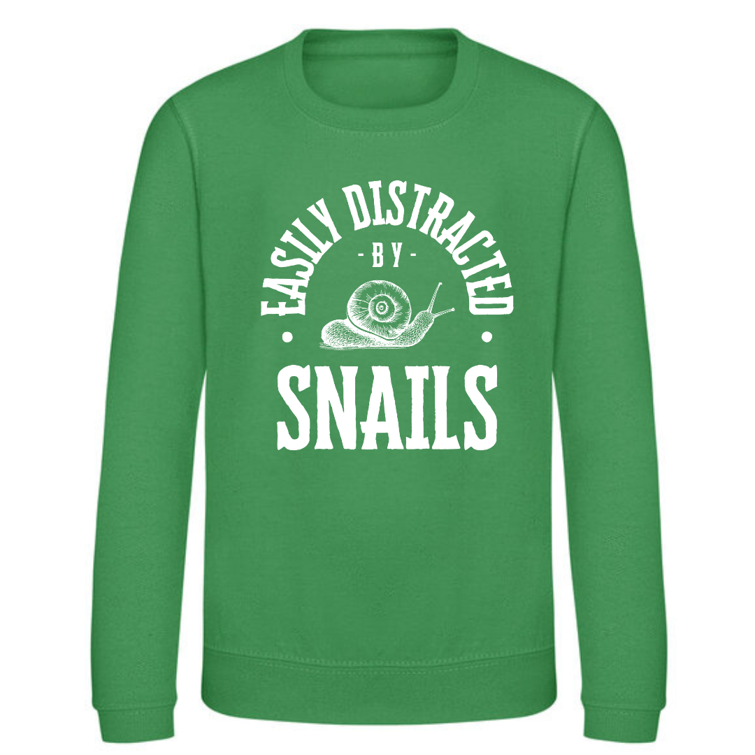 "Easily Distracted by Snails" Kids Sweatshirt Age 1-13 - Lots of colours!