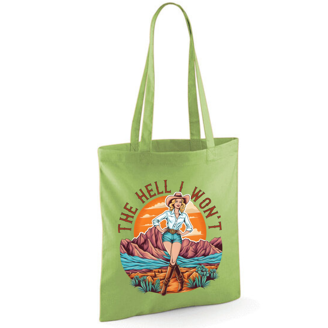 "The Hell I Won't" Cotton Tote Shopper (48 colours)