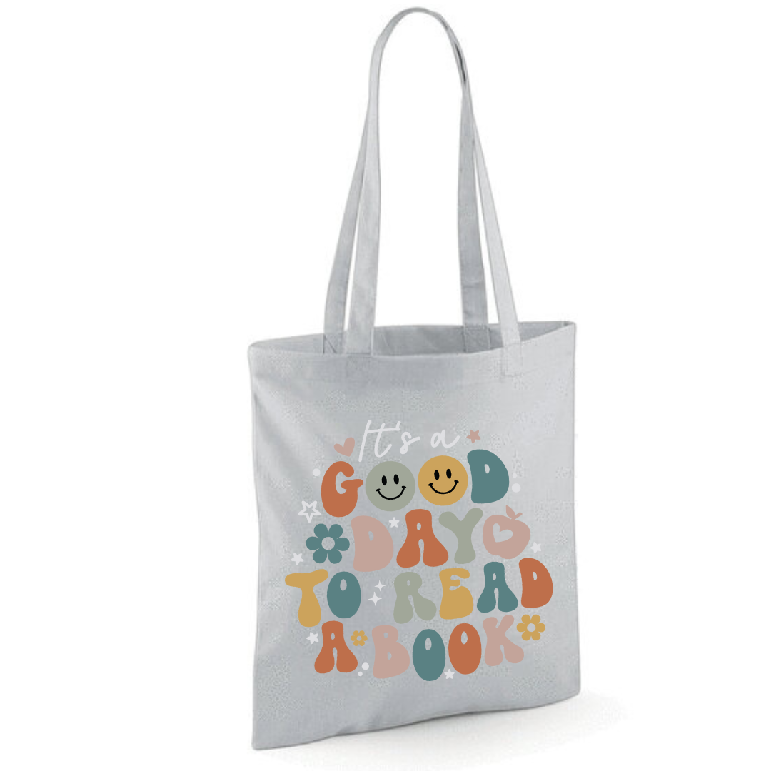 "It's a Good Day to Read a Book" Tote Shopper Bag - lots of colours!