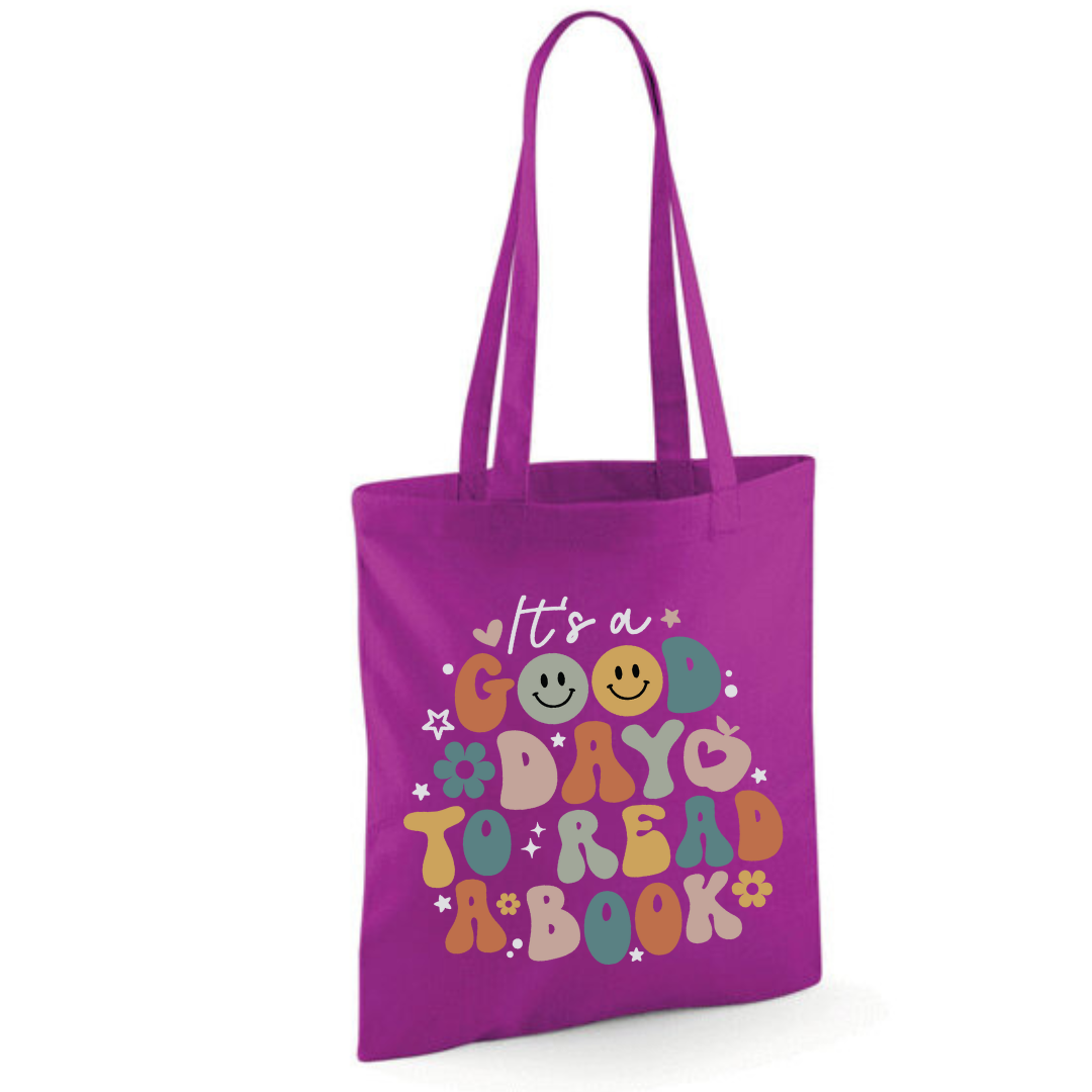 "It's a Good Day to Read a Book" Tote Shopper Bag - lots of colours!