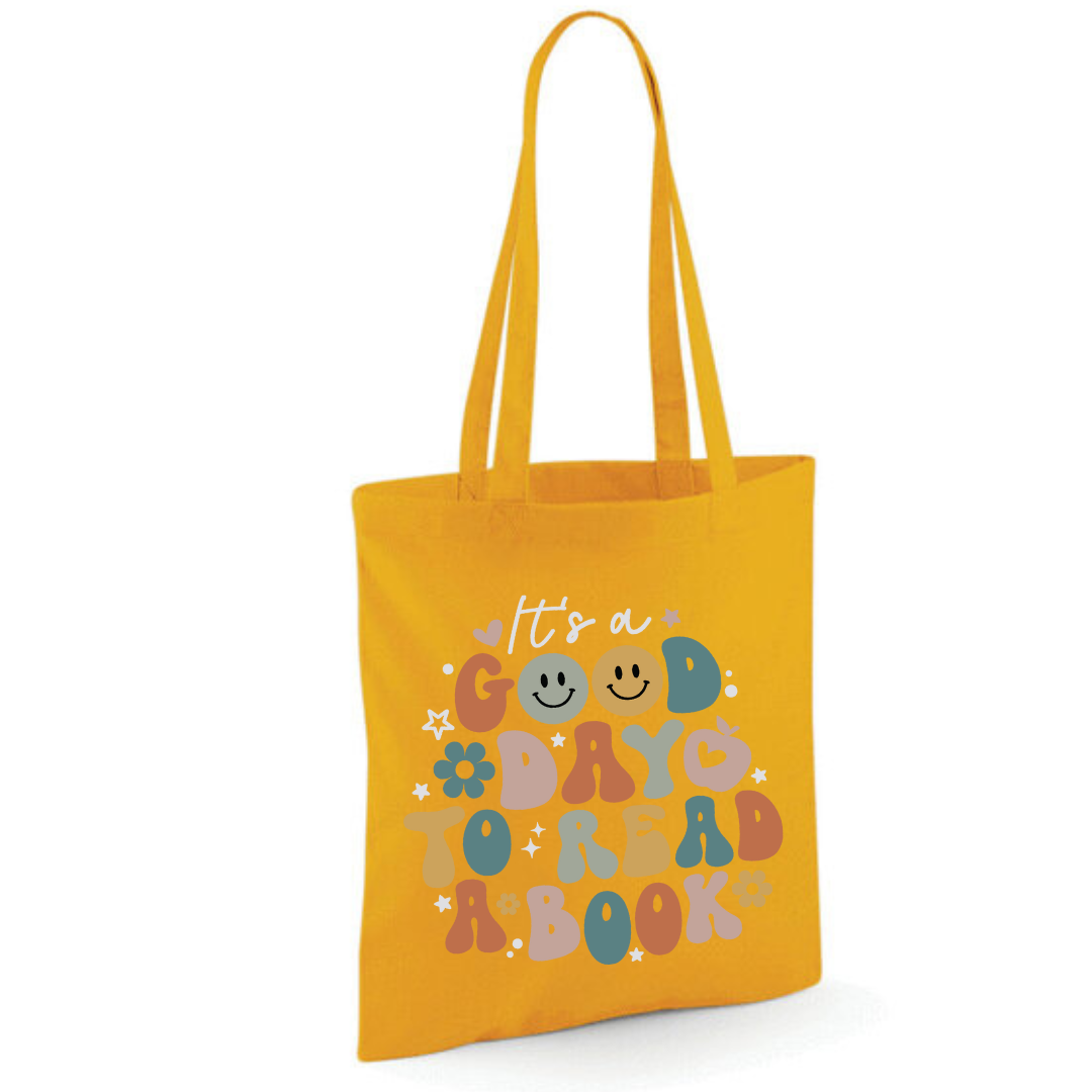 "It's a Good Day to Read a Book" Tote Shopper Bag - lots of colours!