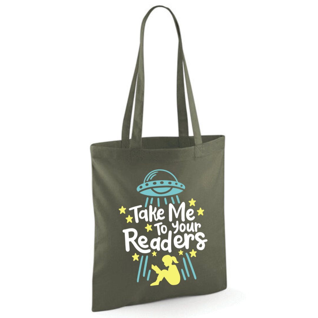 "Take Me To Your Readers" Cotton Tote Shopper - lots of colours