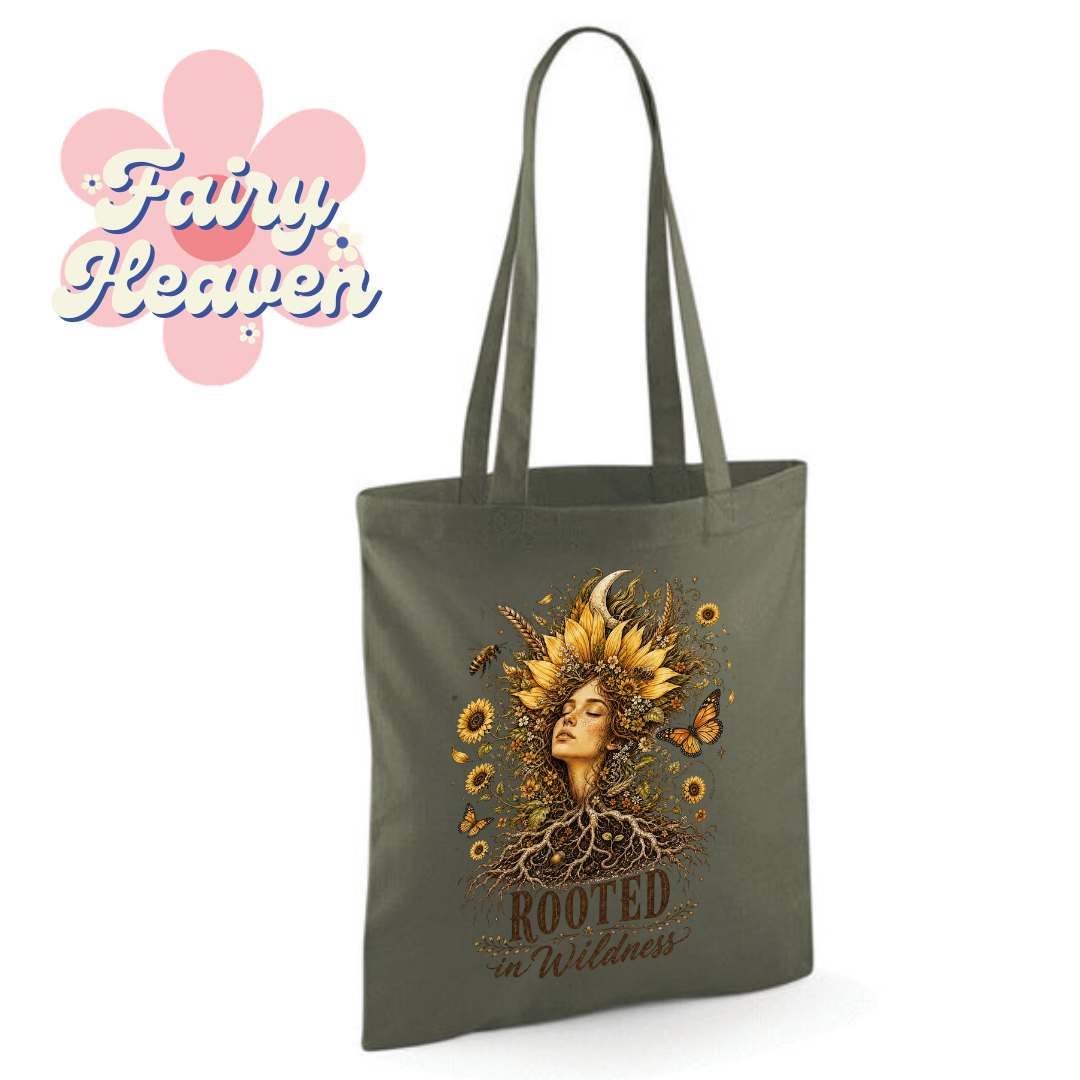 "Rooted in Wildness" Cotton Tote Shopper - lots of colours