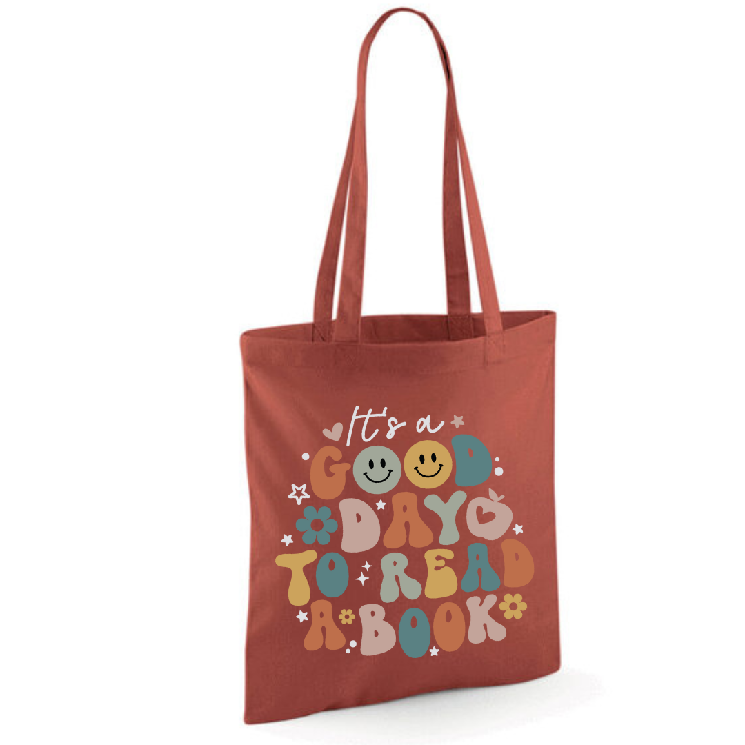 "It's a Good Day to Read a Book" Tote Shopper Bag - lots of colours!