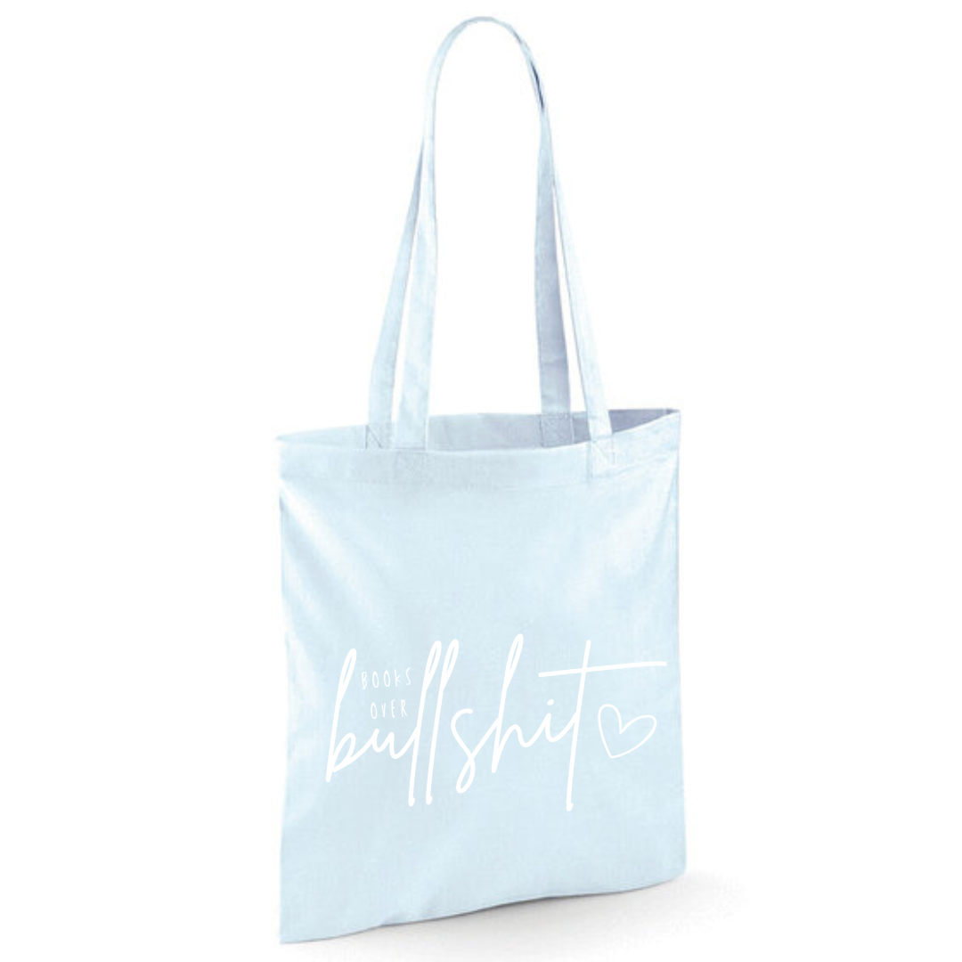 "Books over Bullshit" Handscript Cotton Tote Shopper - lots of colours