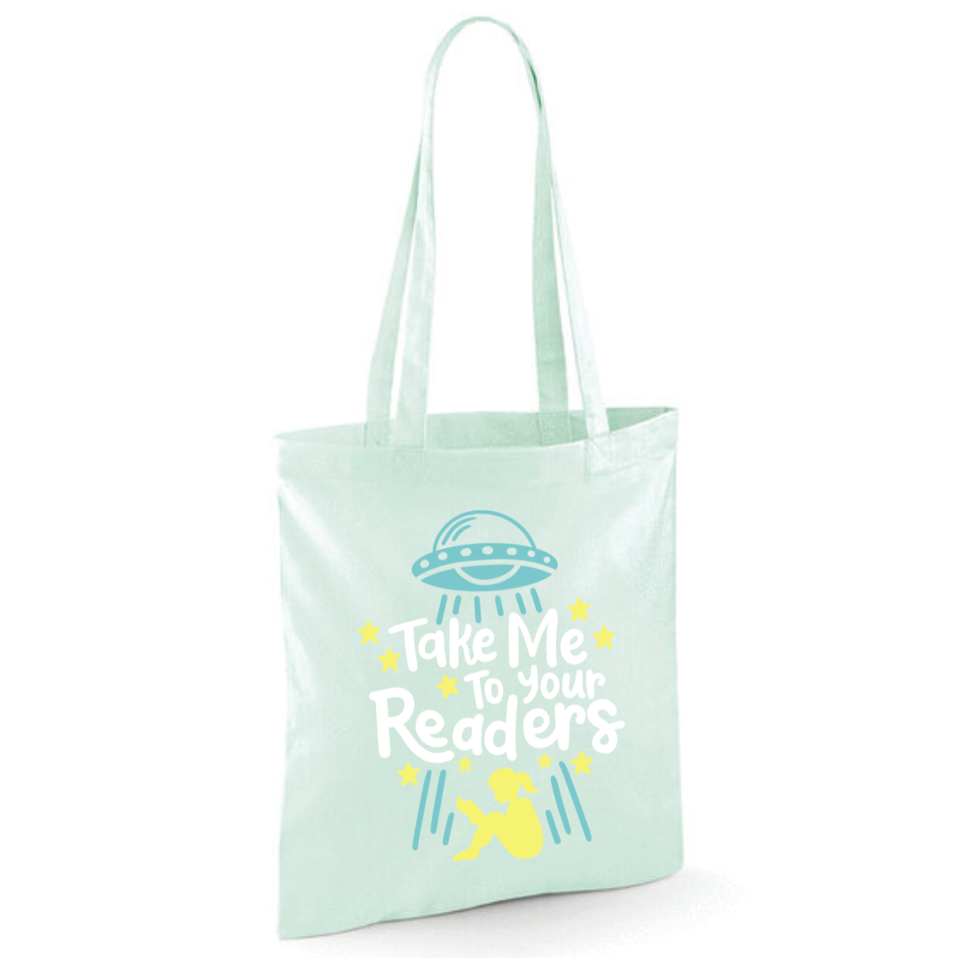 "Take Me To Your Readers" Cotton Tote Shopper - lots of colours