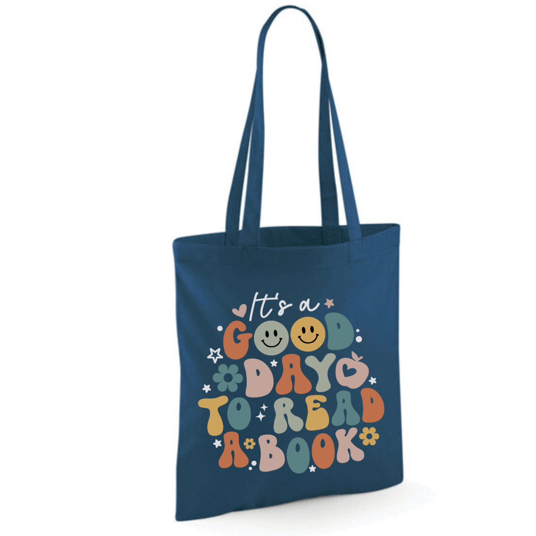 "It's a Good Day to Read a Book" Tote Shopper Bag - lots of colours!