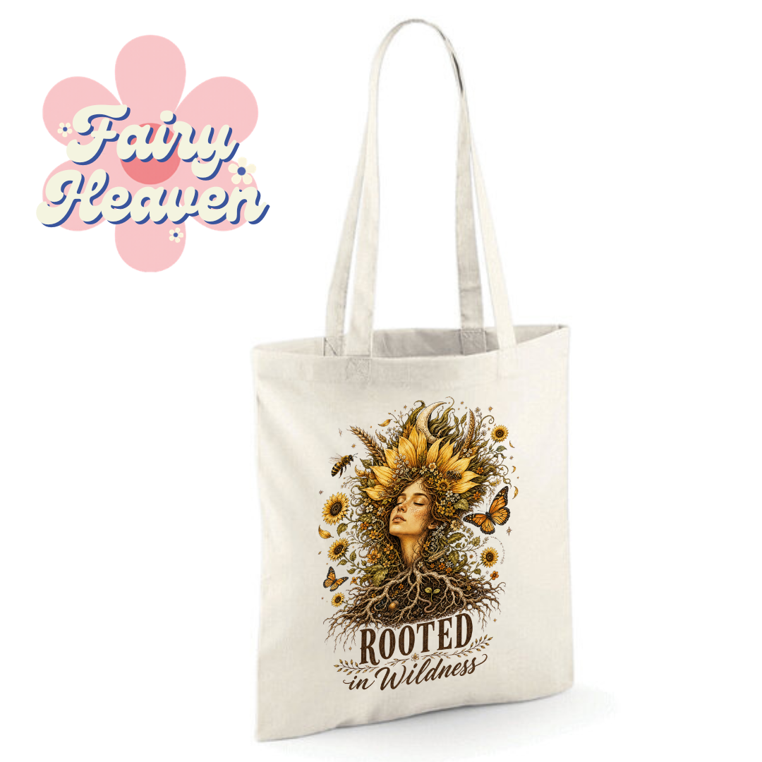 "Rooted in Wildness" Cotton Tote Shopper - lots of colours