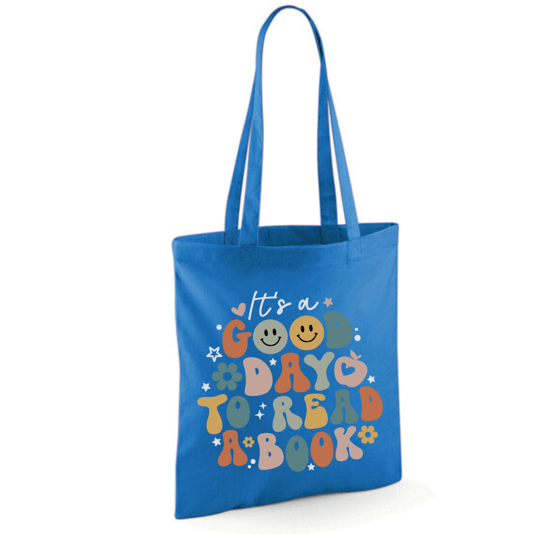 "It's a Good Day to Read a Book" Tote Shopper Bag - lots of colours!