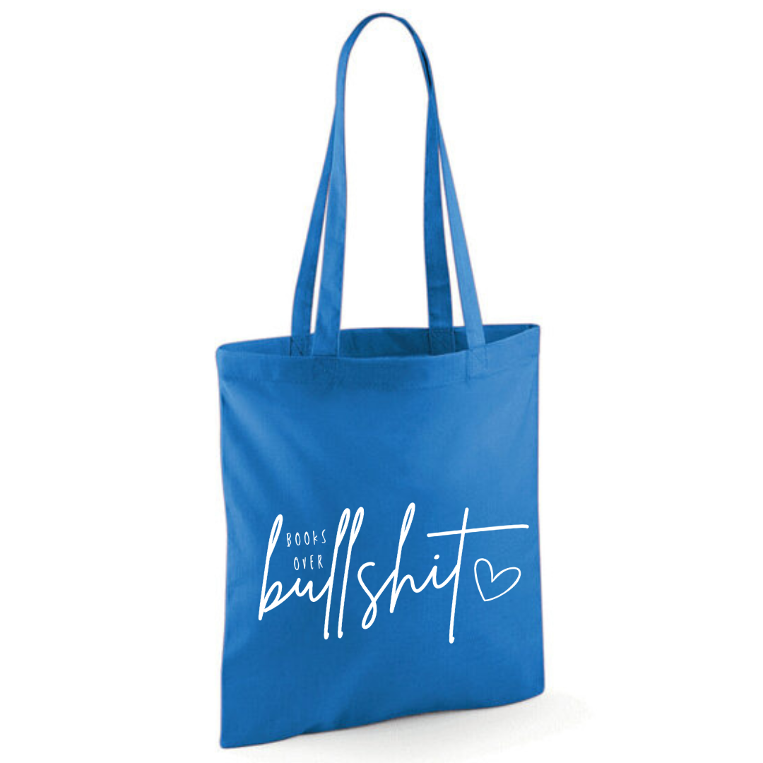 "Books over Bullshit" Handscript Cotton Tote Shopper - lots of colours