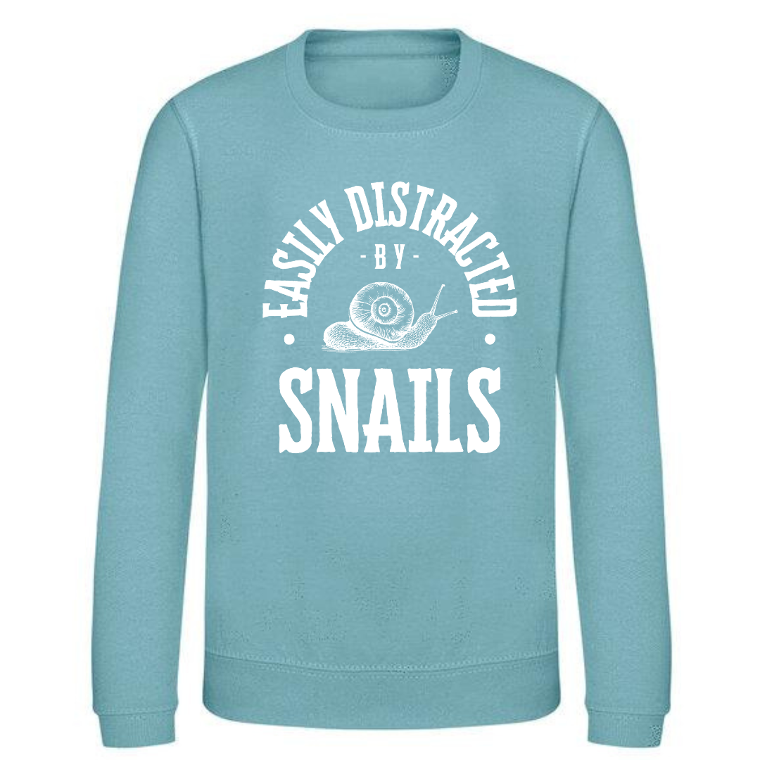 "Easily Distracted by Snails" Kids Sweatshirt Age 1-13 - Lots of colours!