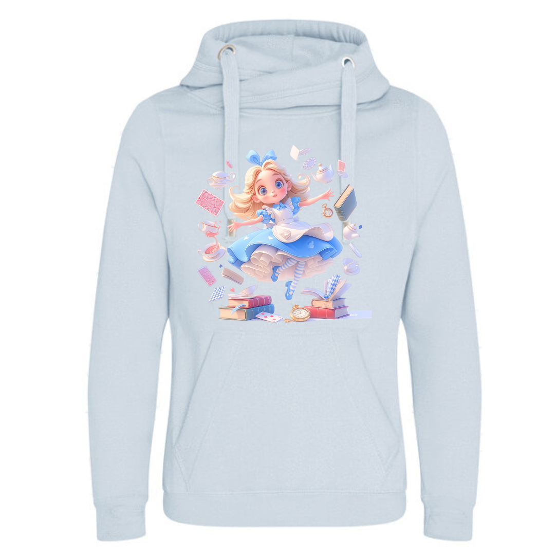 Alice with Flying Books Deluxe Hoody - lots of colours