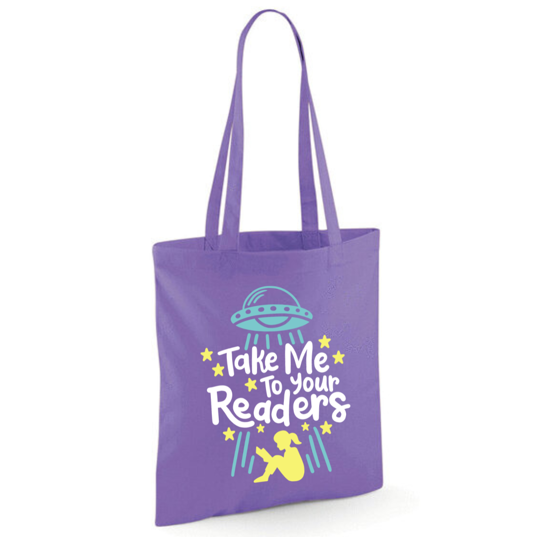 "Take Me To Your Readers" Cotton Tote Shopper - lots of colours